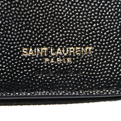 Saint Laurent Grain De Poudre Matelasse Chevron Monogram Compact Zip Around Wallet Black 7 of 10