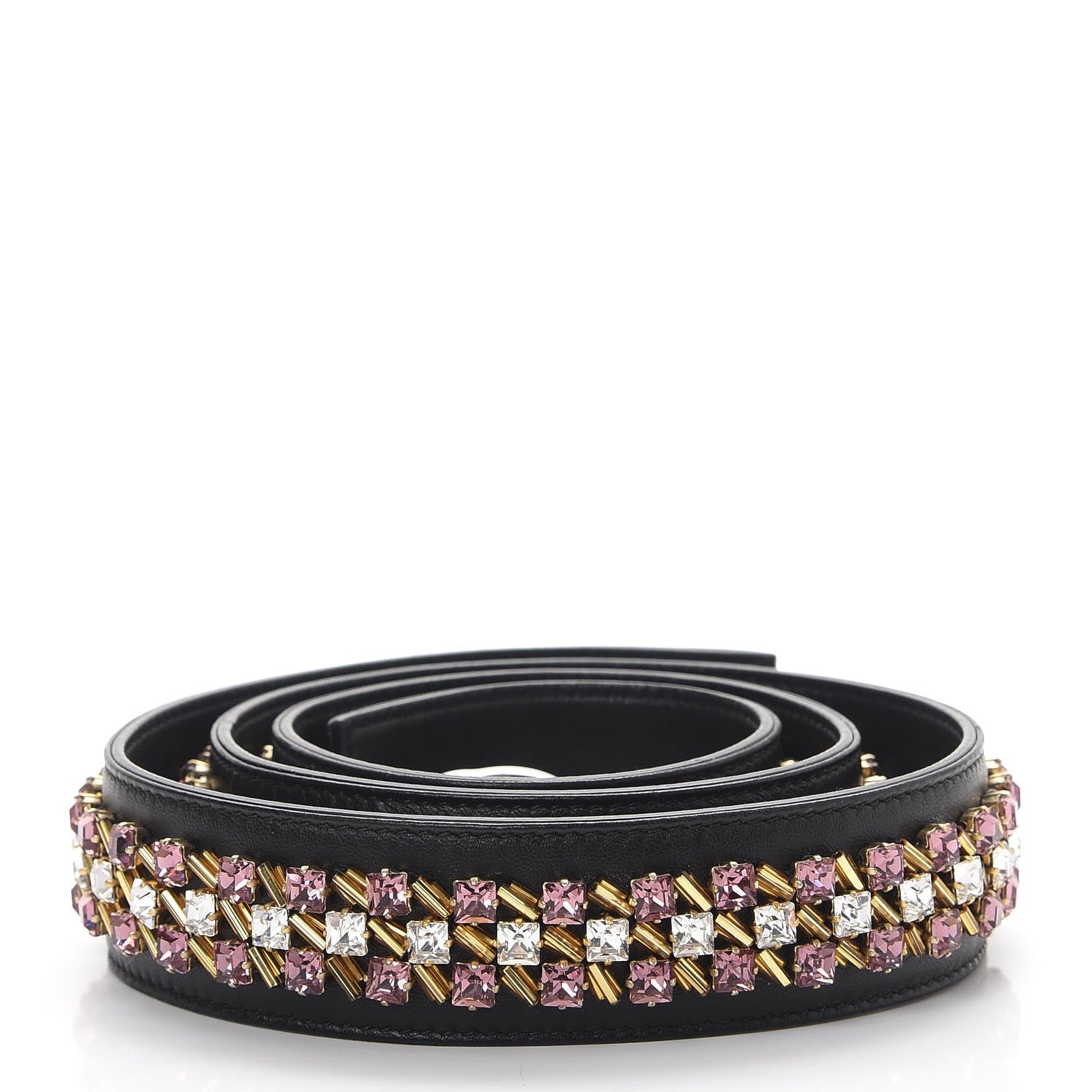 Christian Dior Lambskin Crystal Studded Shoulder Strap Black 2 of 5