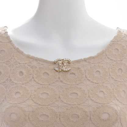 Chanel CC Pearl Brooch Pin Gold 2 of 7