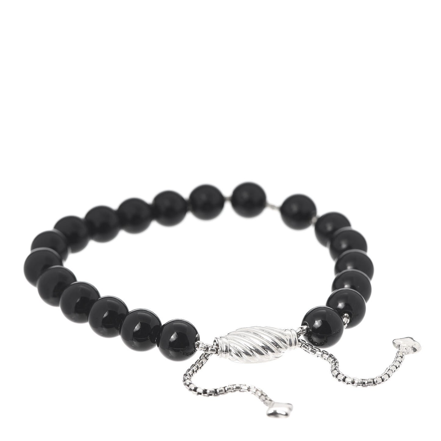 Sterling Silver Black Onyx 8mm Spiritual Beads Adjustable Bracelet