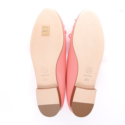 Chanel Goatskin Cap Toe CC Ballerina Flats 37.5 Pink 5 of 9