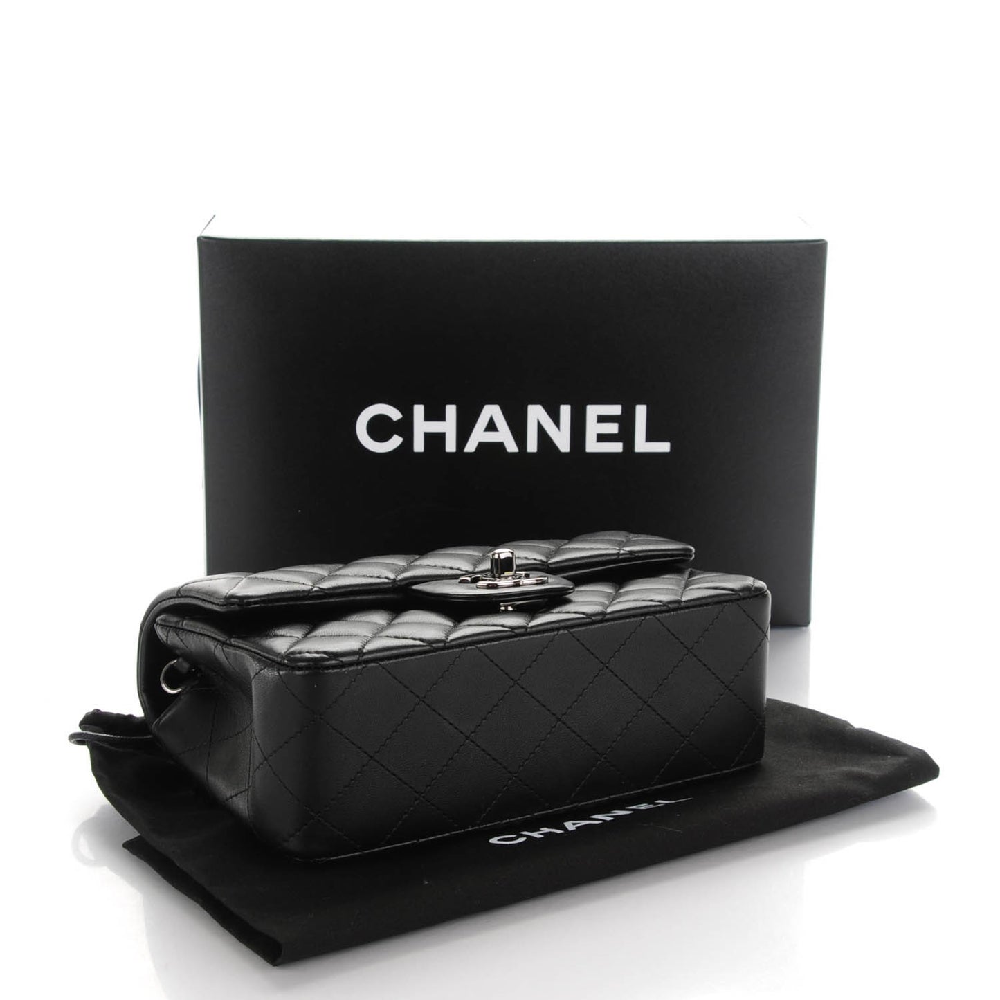 Lambskin Quilted Mini Rectangular Flap Black
