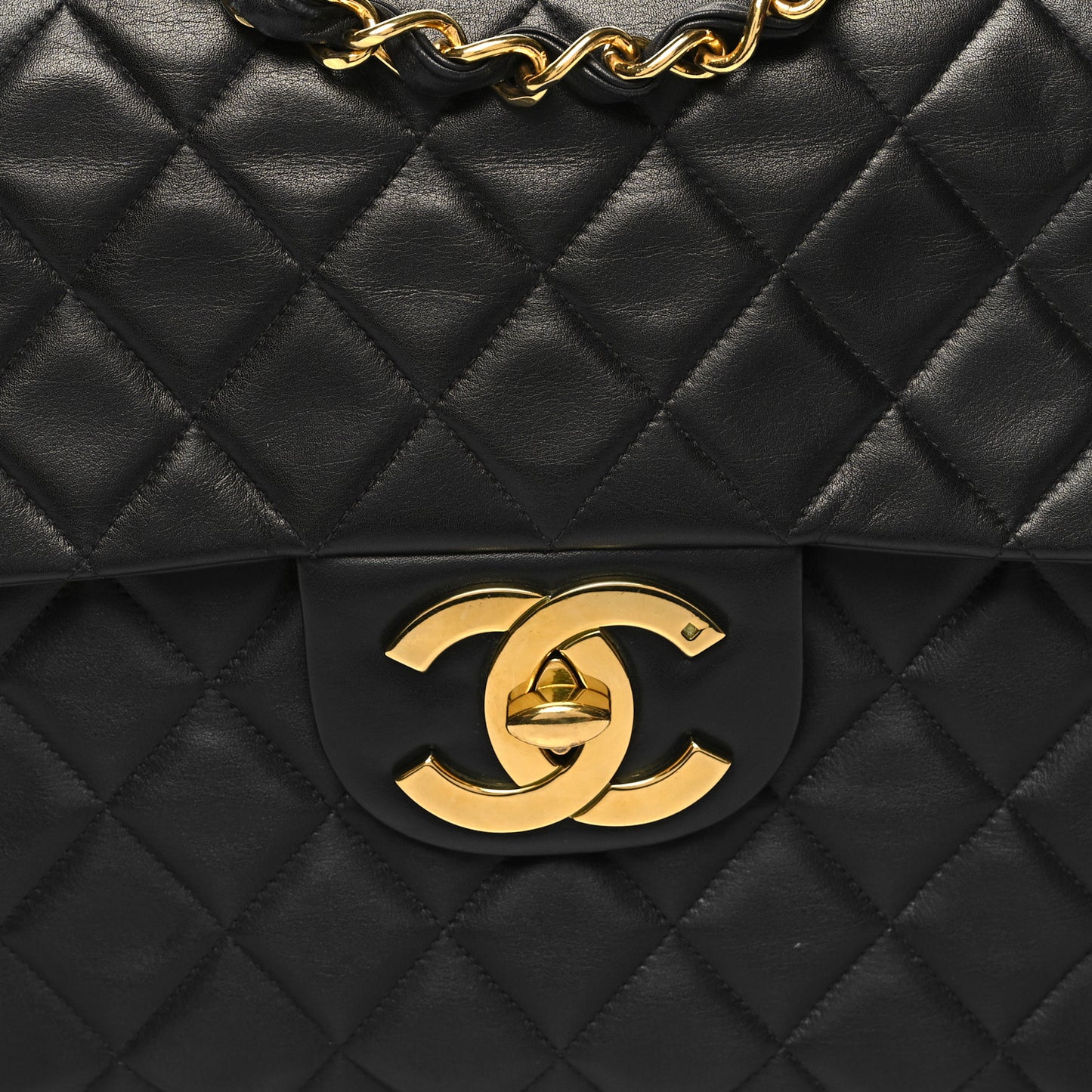 Lambskin Quilted XL Jumbo Single Flap Black