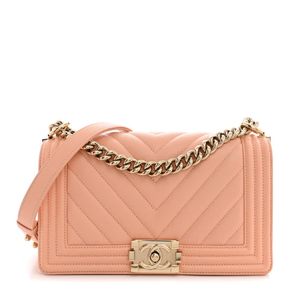 Chanel Caviar Chevron Quilted Medium Boy Flap Light Orange 1 of 12