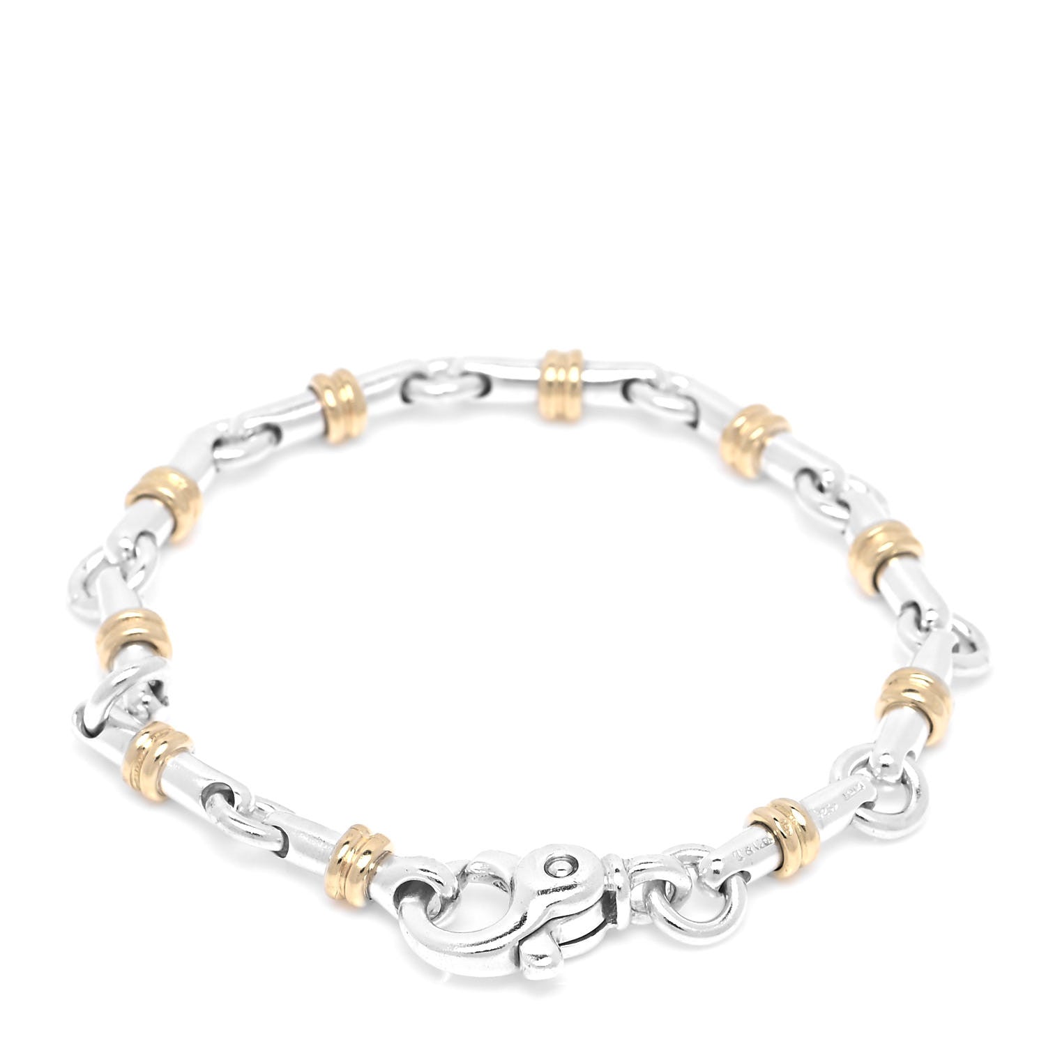 Tiffany Sterling Silver 18K Yellow Gold Bar Link Bracelet 3 of 5