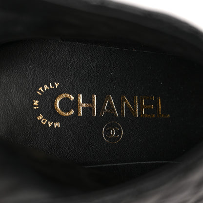 Chanel Lambskin Patent Quilted CC Cap Toe Booties 37 Black 8 of 8