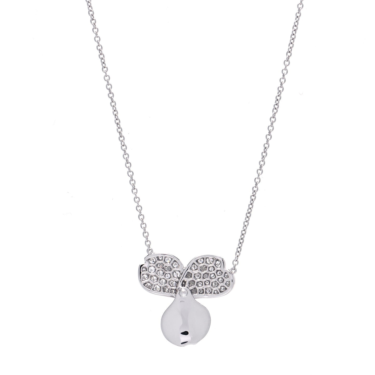 Platinum Diamond Paper Flowers Pendant Necklace