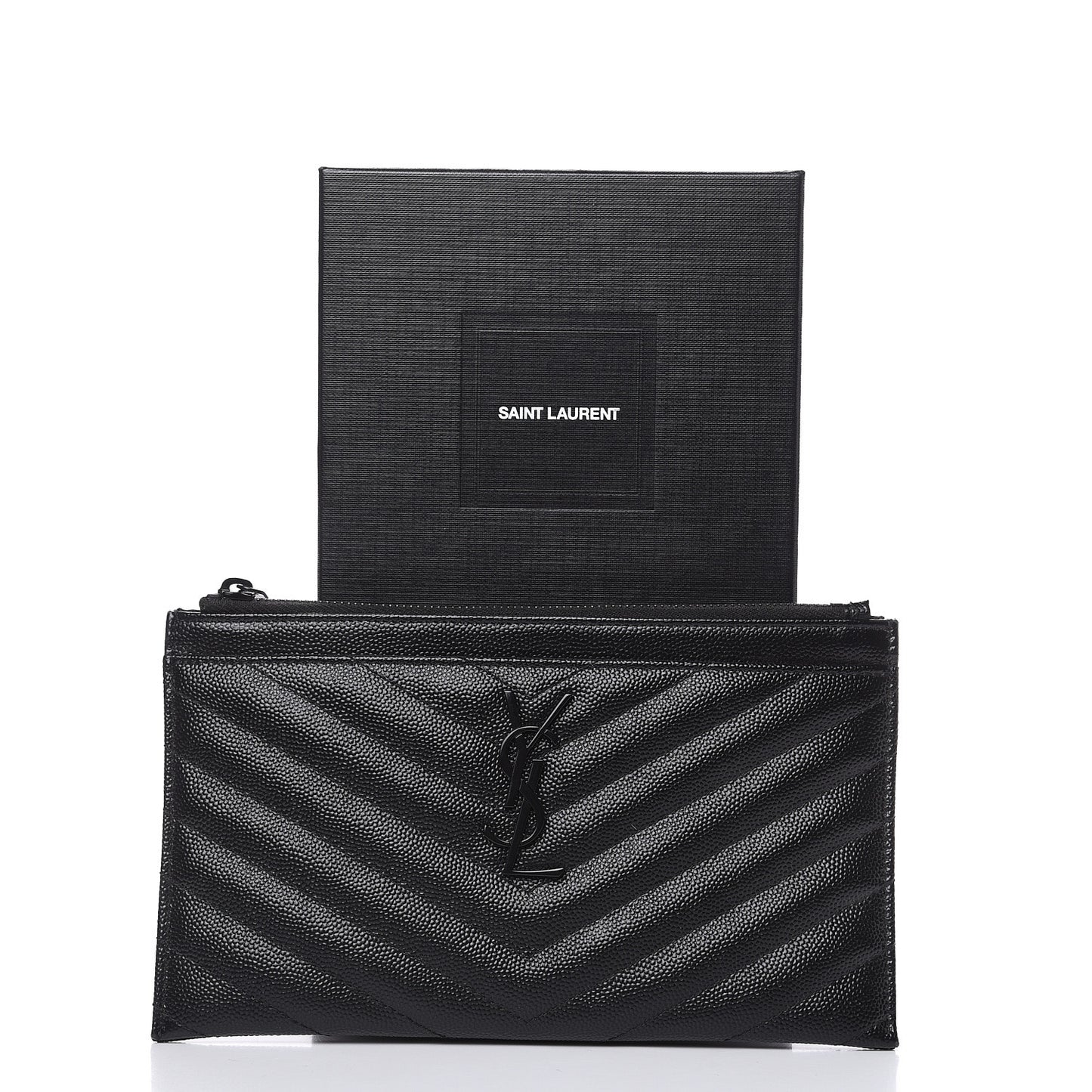 Grain De Poudre Chevron Monogram Bill Pouch Black