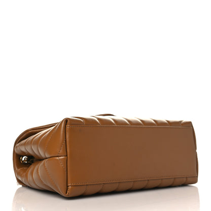 Saint Laurent Calfskin Y Quilted Monogram Small Loulou Chain Satchel Dark Natural 4 of 9