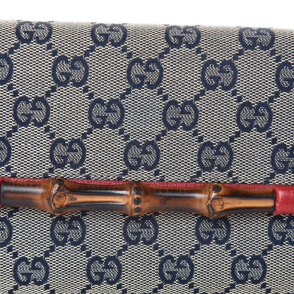 Gucci Monogram Bamboo Bar Clutch Navy Red 8 of 12