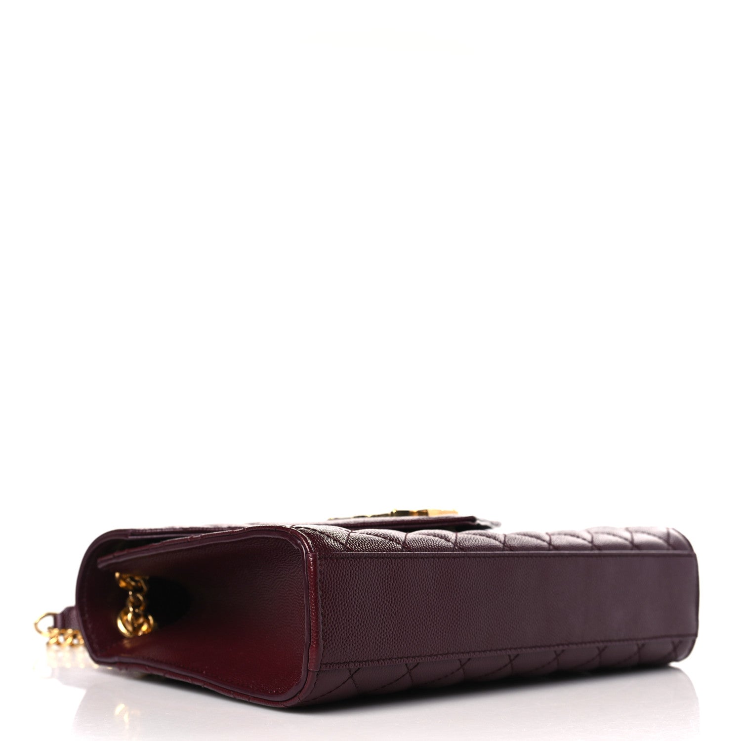 Saint Laurent Grain De Poudre Textured Mixed Matelasse Medium Triquilt Monogram Satchel Rouge Legion 5 of 11