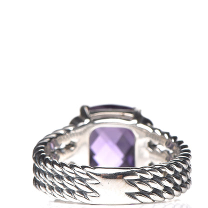 David Yurman Sterling Silver Diamond Amethyst 10mm Petite Wheaton Ring 49 5 4 of 6