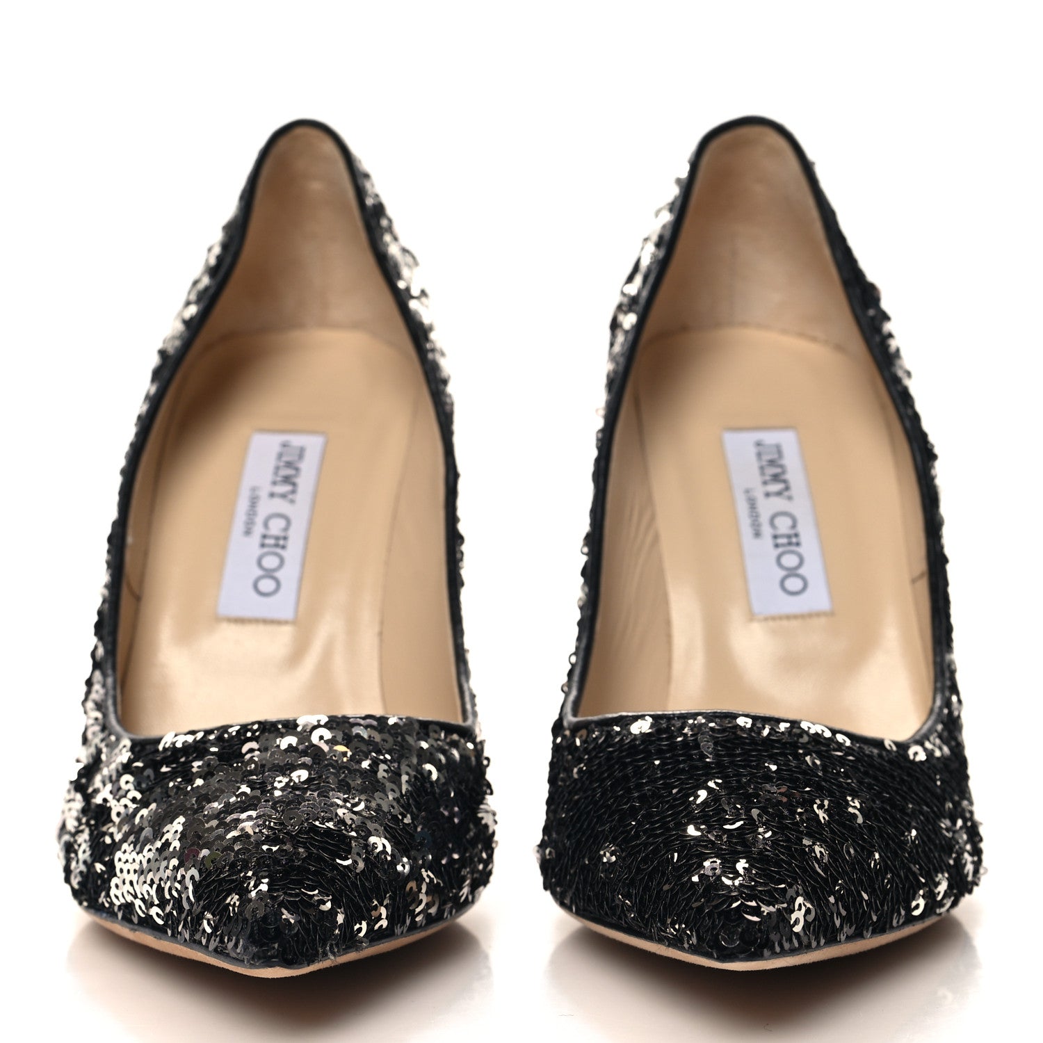 Jimmy Choo Double Face Sequins Abel 100 Pumps 39.5 Black Silver 3 of 8