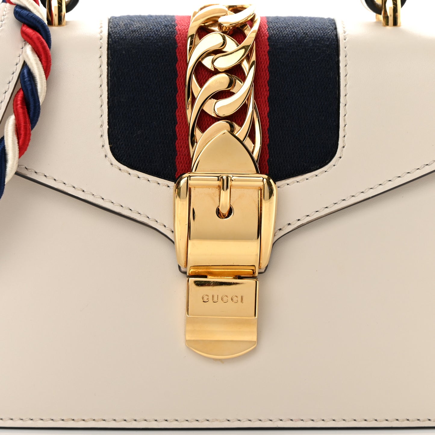 Calfskin Mini Sylvie Top Handle Bag White
