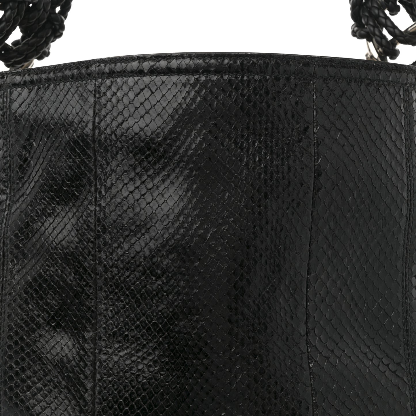 Snakeskin Large Techno Horsebit Hobo Black