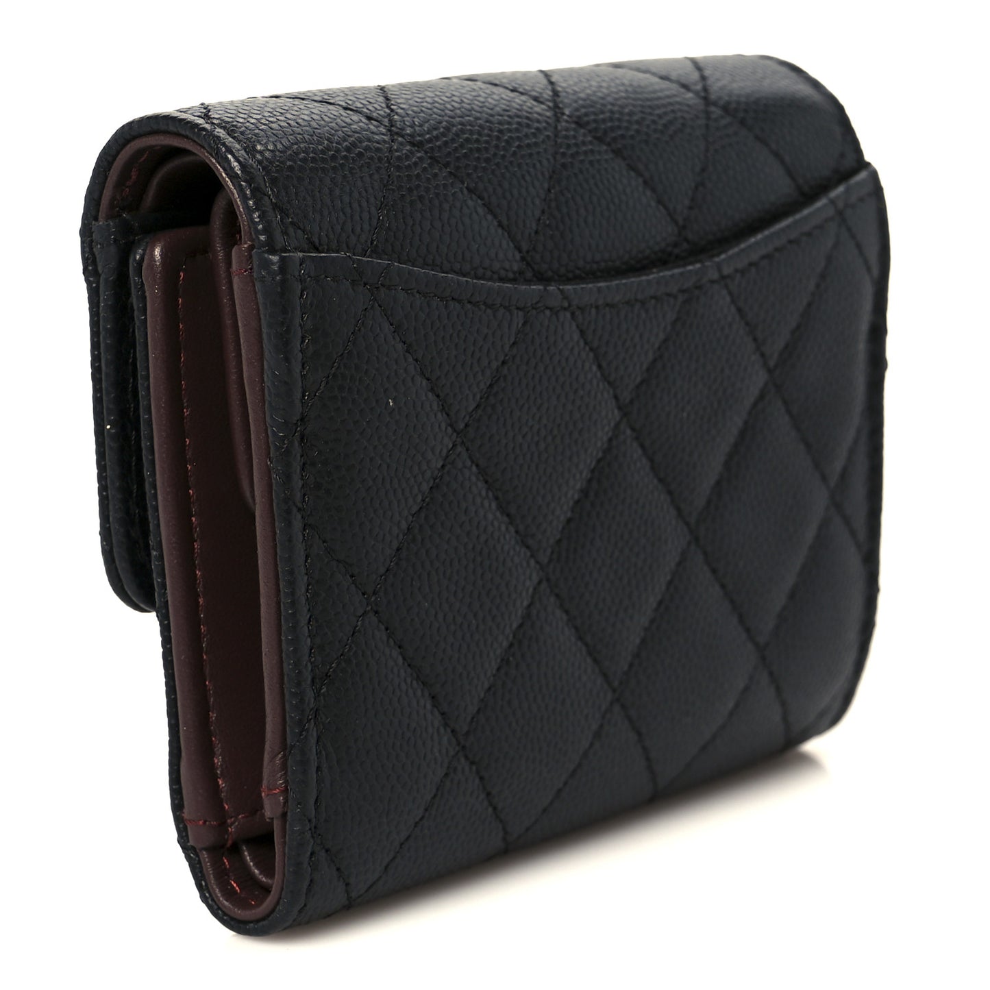 Caviar Quilted Compact Flap Wallet Black