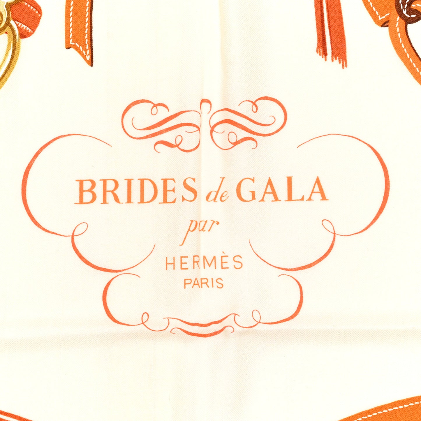 Silk Cashmere Brides De Gala Applique Pique Shawl 140 Orange White Roux