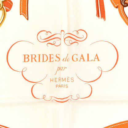 Hermes Silk Cashmere Brides De Gala Applique Pique Shawl 140 Orange White Roux 2 of 6
