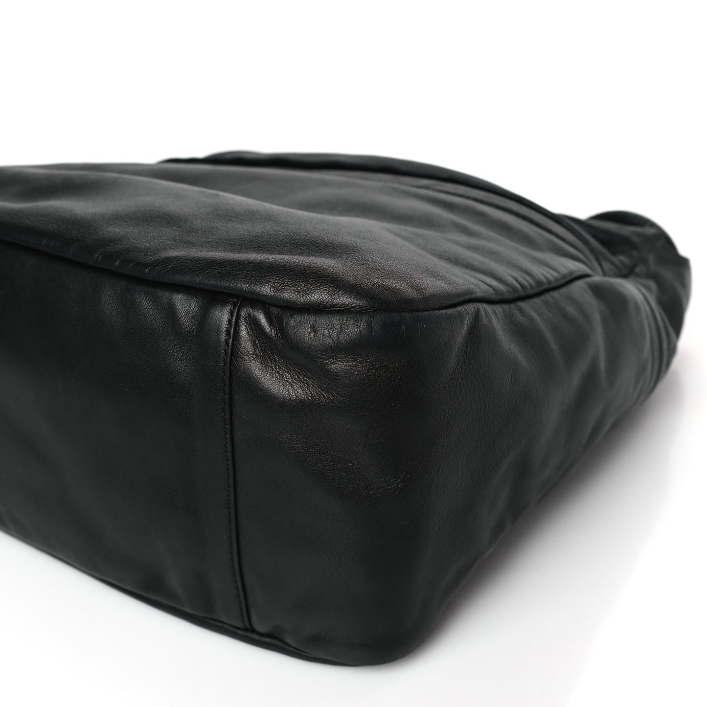Lambskin Pleated CC Shoulder Bag Black
