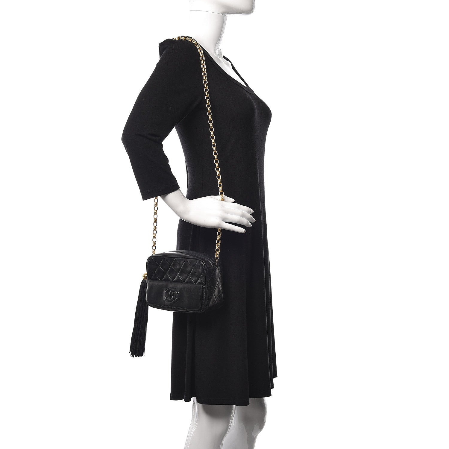Chanel Lambskin Quilted Tassel Camera Case Brown 2 of 9
