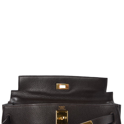 Hermes Taurillon Clemence Kelly Retourne 32 Chocolate 9 of 41