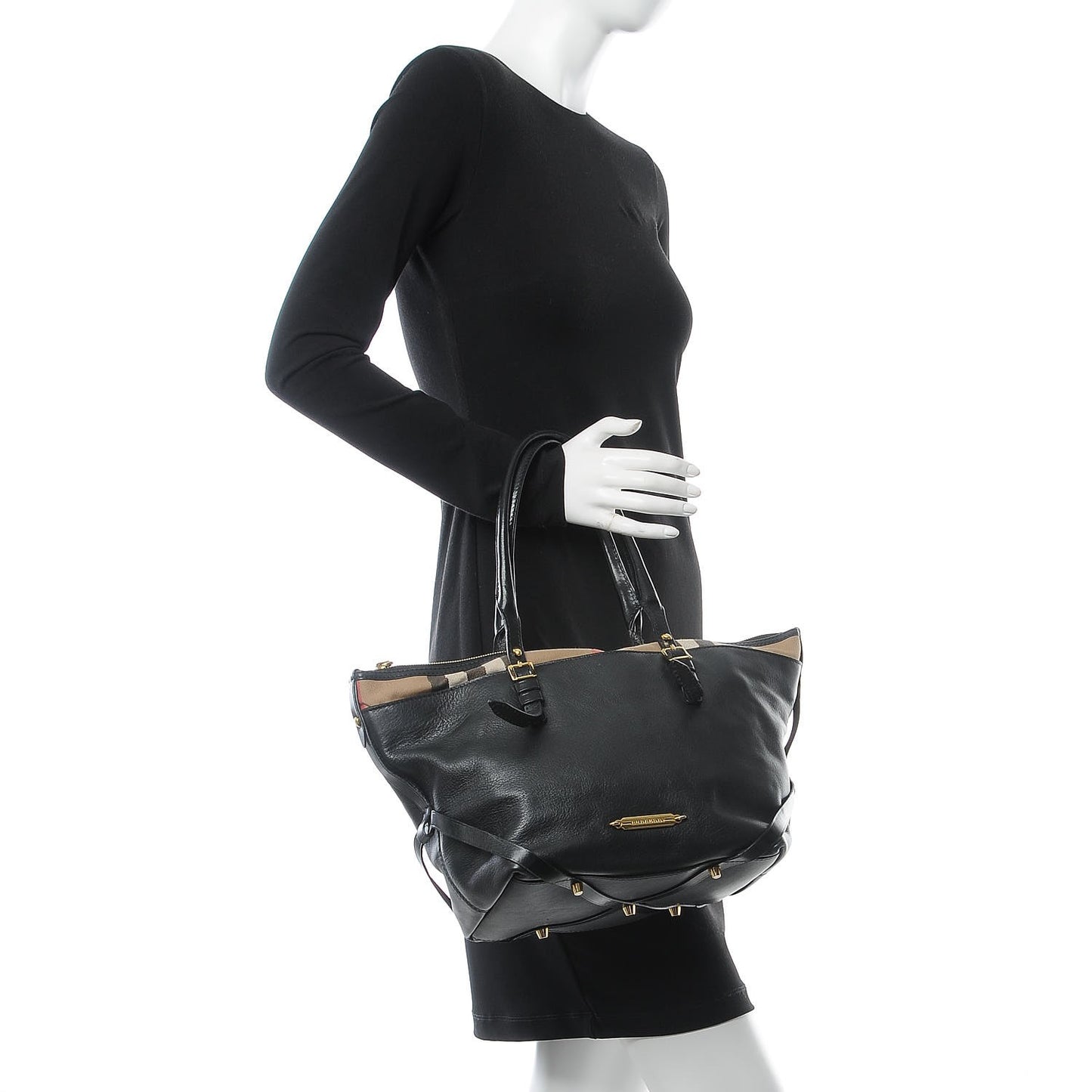Calfskin House Check Small Salisbury Tote Black