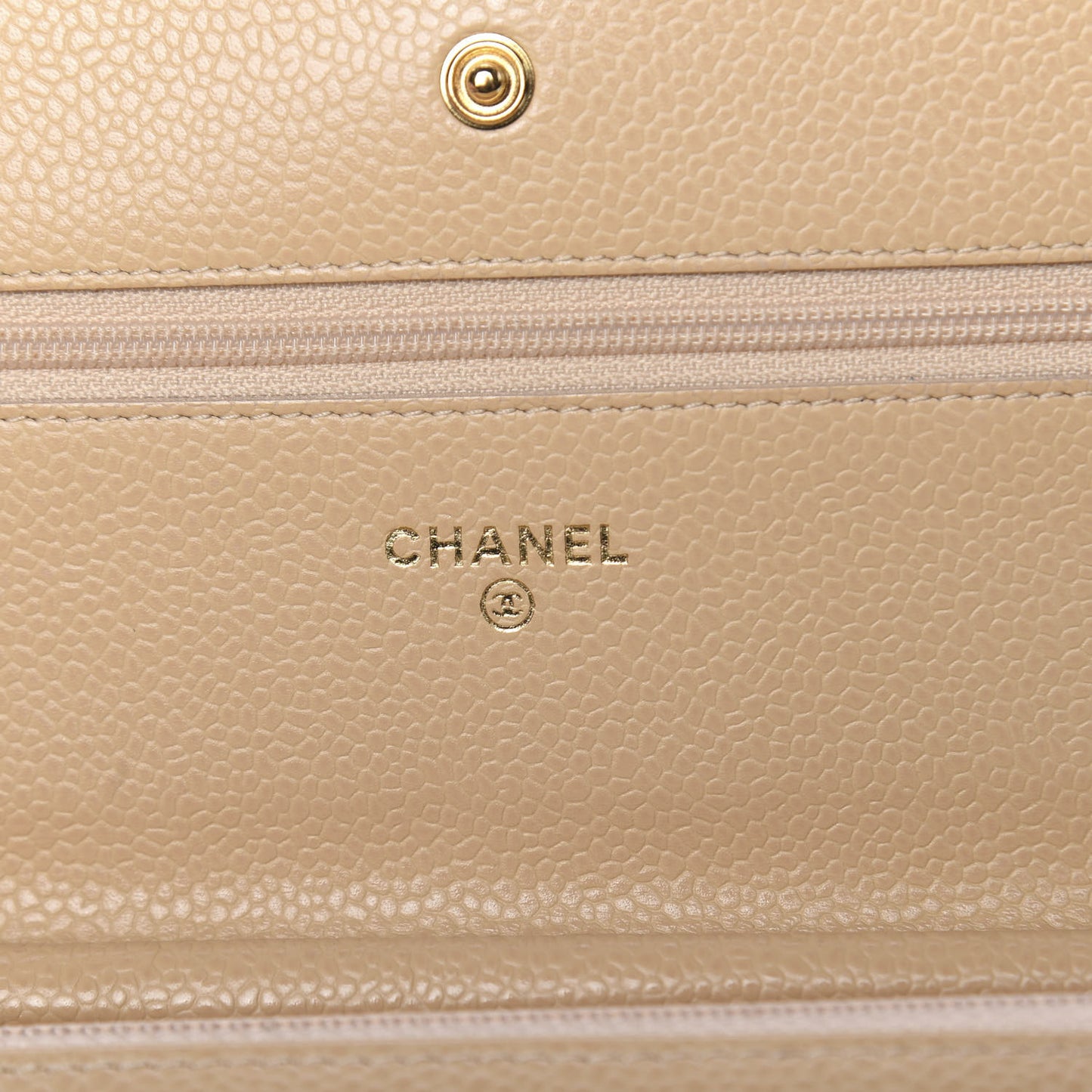Caviar Quilted Wallet On Chain WOC Beige