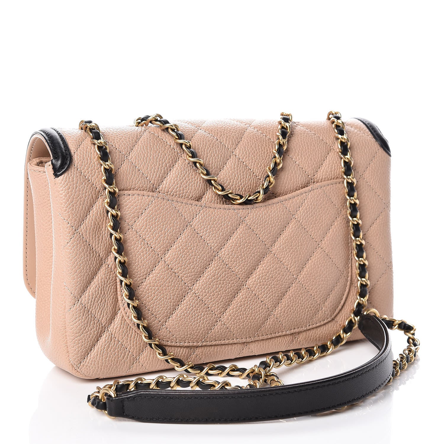 Chanel Caviar Quilted Small CC Filigree Flap Beige Black 3 of 10