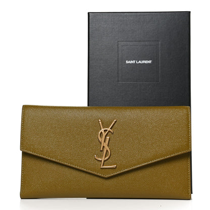 Saint Laurent Grain De Poudre Monogram Uptown Wallet Olive 11 of 11