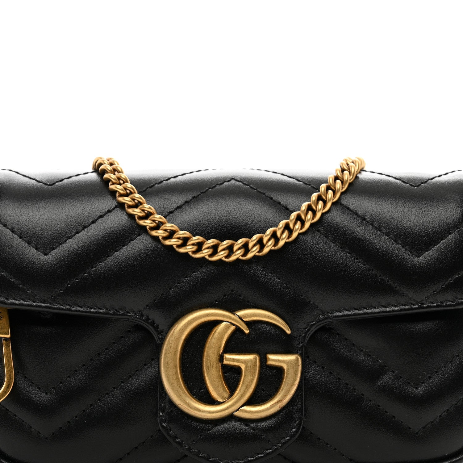Gucci Calfskin Matelasse Super Mini GG Marmont Shoulder Bag Black 5 of 11