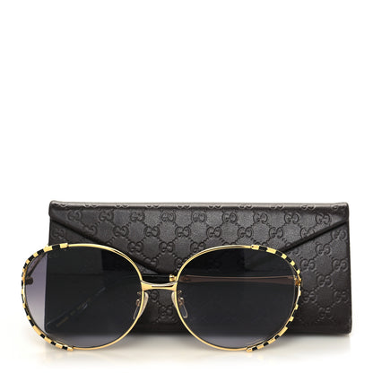 Gucci Metal Round Frame GG0595S Sunglasses Gold Black 6 of 6