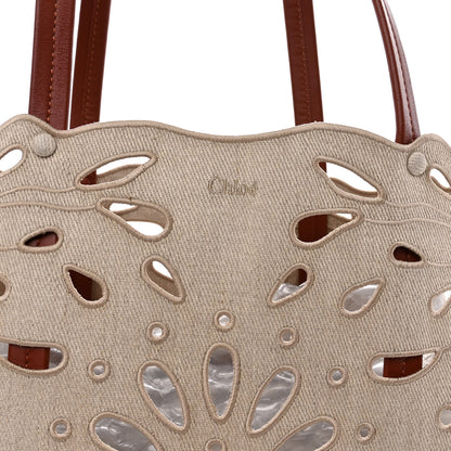 Chloe Linen Calfskin Large Kamilla North-South Tote Beige 6 of 12