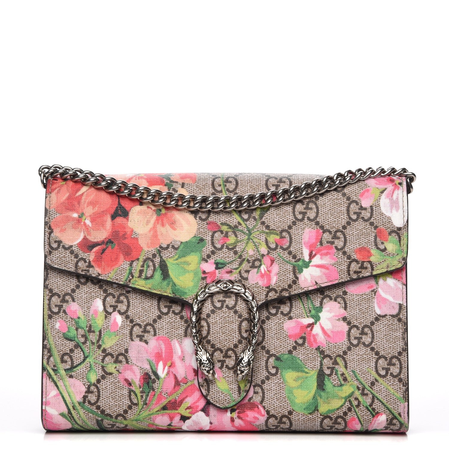 Gucci GG Supreme Monogram Blooms Mini Dionysus Chain Wallet Beige Multicolor Dry Rose 1 of 7