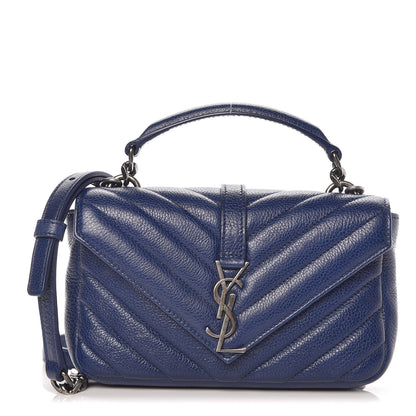 Saint Laurent Sheepskin Matelasse Chevron Monogram College Chain Wallet Royal Blue 1 of 9