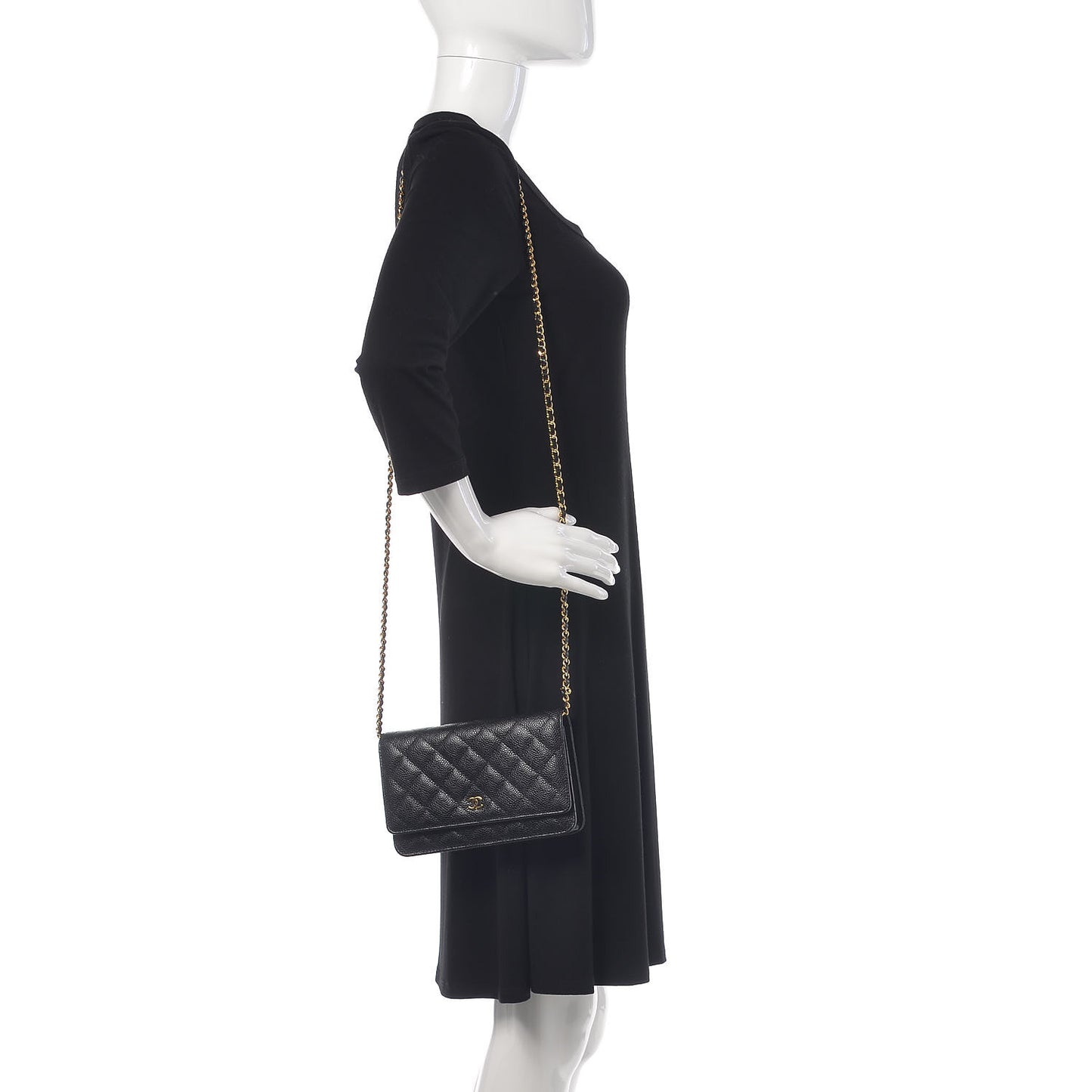 Caviar Quilted Wallet On Chain WOC Black