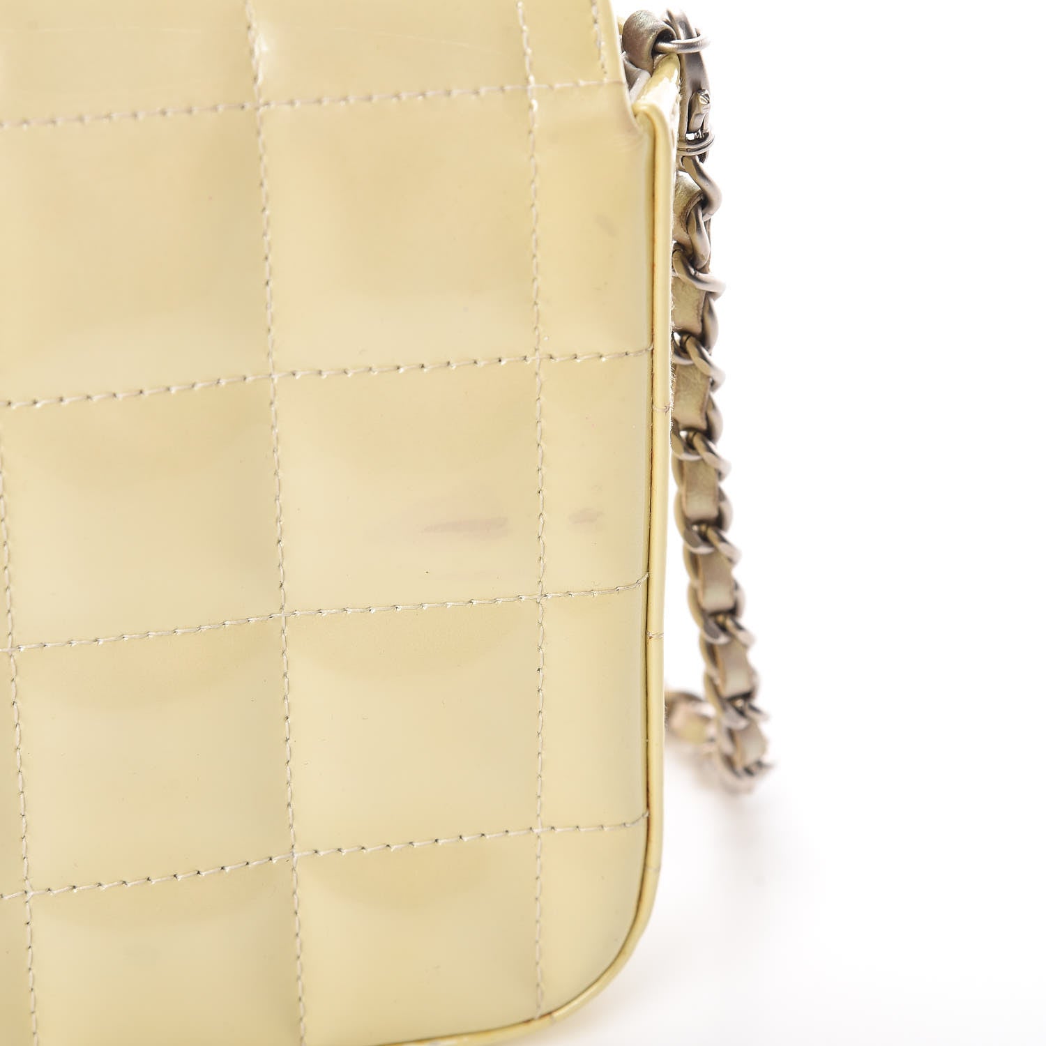 Chanel Patent Quilted East West Chocolate Bar Flap White 14 of 19