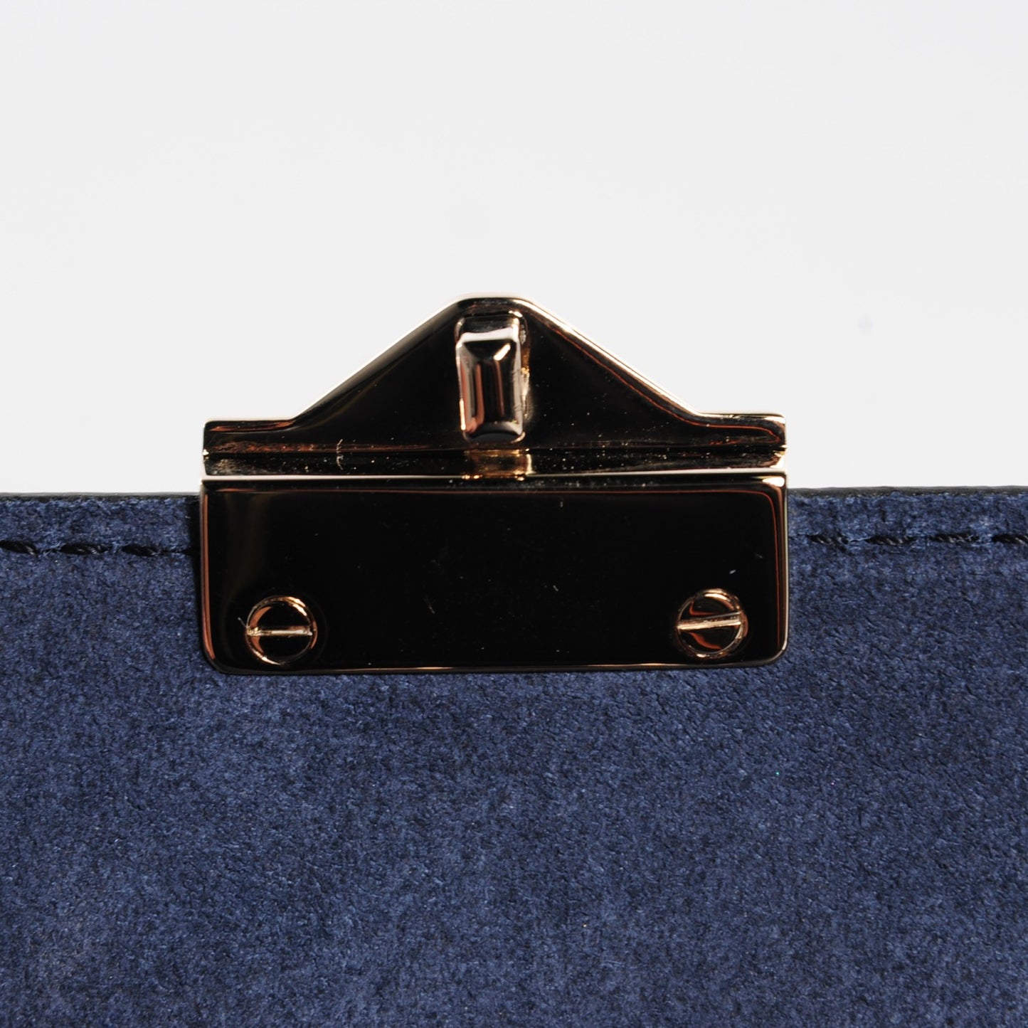 Pebbled Calfskin Small Glam Lock Rockstud Flap Deep Denim