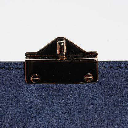 Valentino Garavani Pebbled Calfskin Small Glam Lock Rockstud Flap Deep Denim 5 of 8