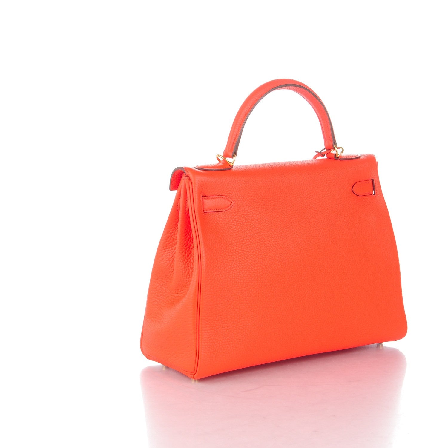 Hermes Taurillon Clemence Kelly Retourne 32 Orange Poppy 3 of 28