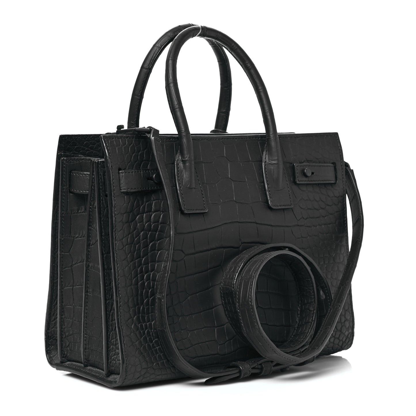 Matte Alligator Baby Souple Sac de Jour Cocco Carbone