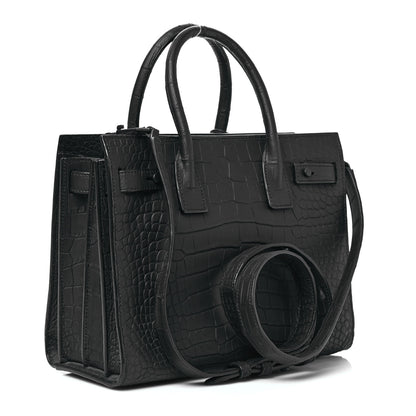 Saint Laurent Matte Alligator Baby Souple Sac de Jour Cocco Carbone 2 of 7