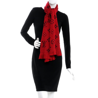 Louis Vuitton Wool Silk Logomania Scarf Rubis 2 of 4