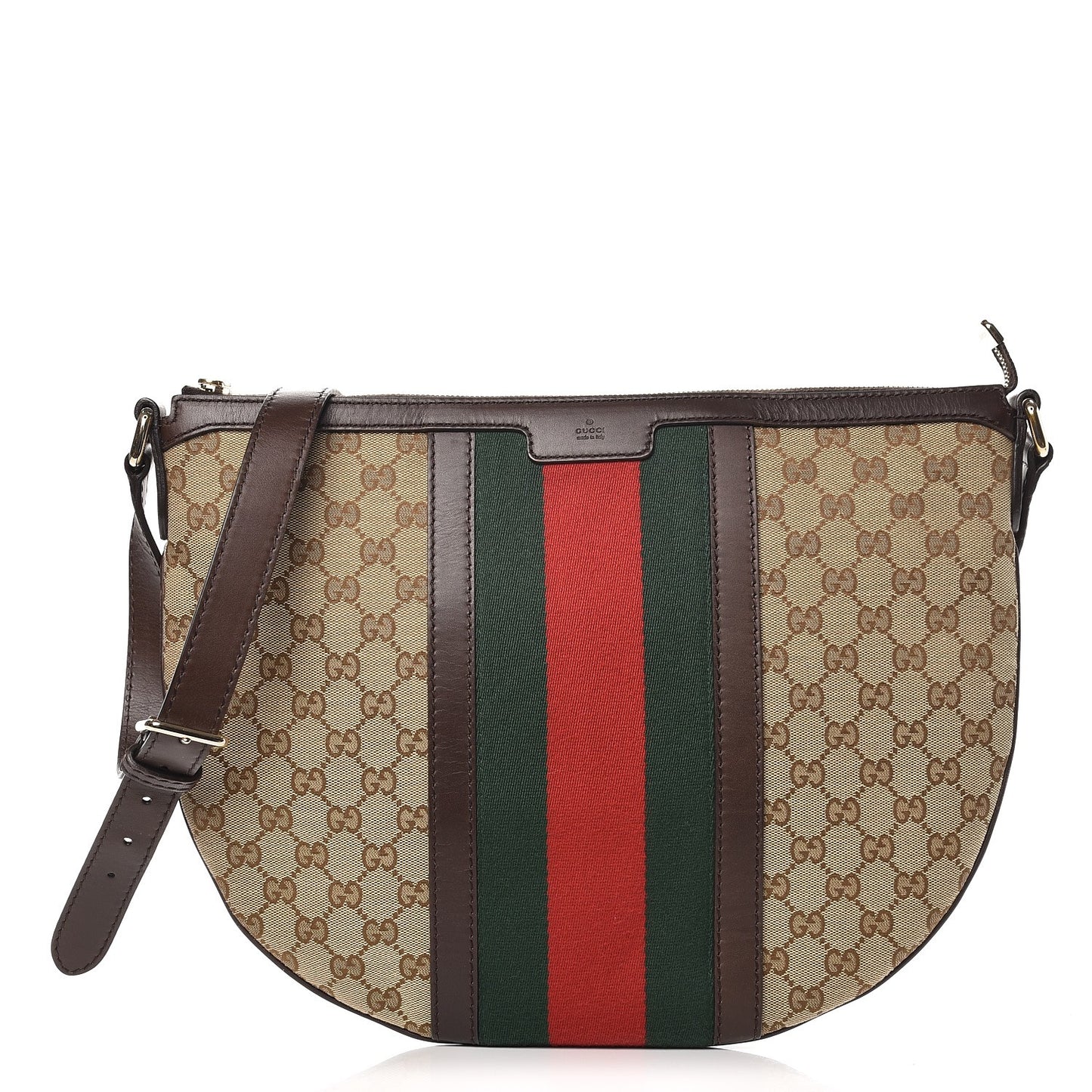 Monogram Vintage Web Medium Half Moon Hobo Dark Brown