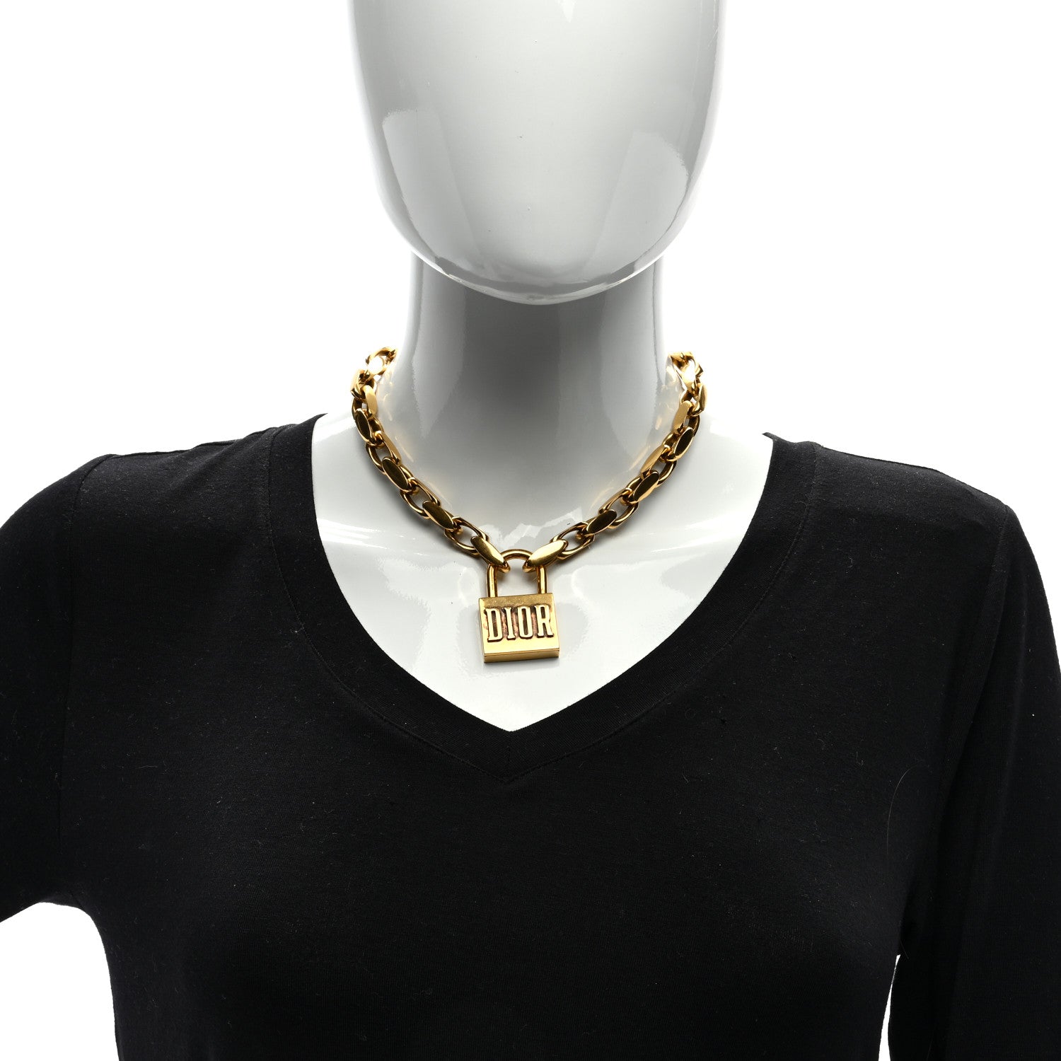 Christian Dior Metal Lucky Locket Choker Necklace Aged Gold 2 of 4