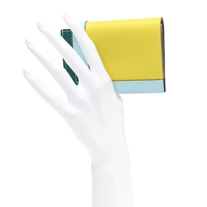 Hermes Epsom Camail Combined Coin Purse Lime Malachite Rose Azalee 2 of 7