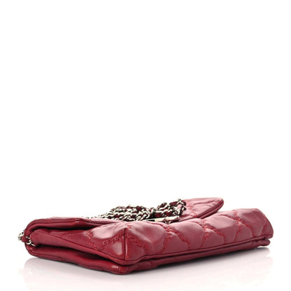 Chanel Calfskin Quilted Double Stitch Hamptons Clutch with Chain Red 4 of 19