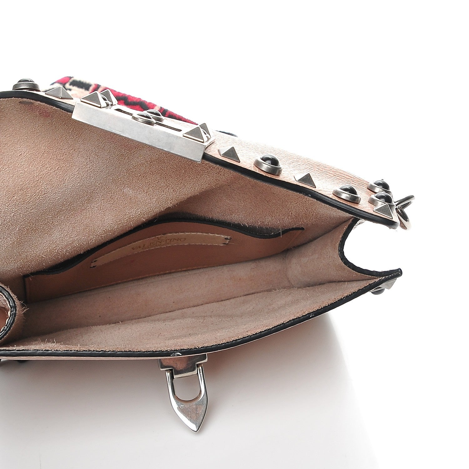 Valentino Garavani Grained Calfskin Onyx Small Guitar Strap Rockstud Rolling Shoulder Flap Bag Soft Noisette 7 of 10