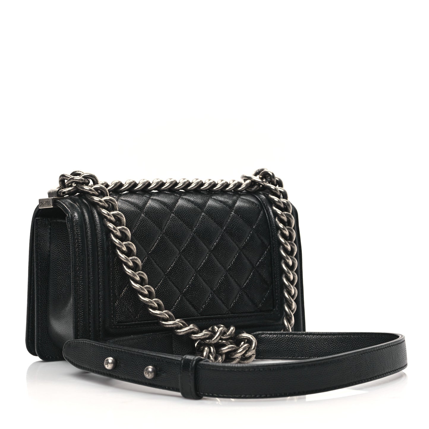 Caviar Quilted Small Boy Flap Black