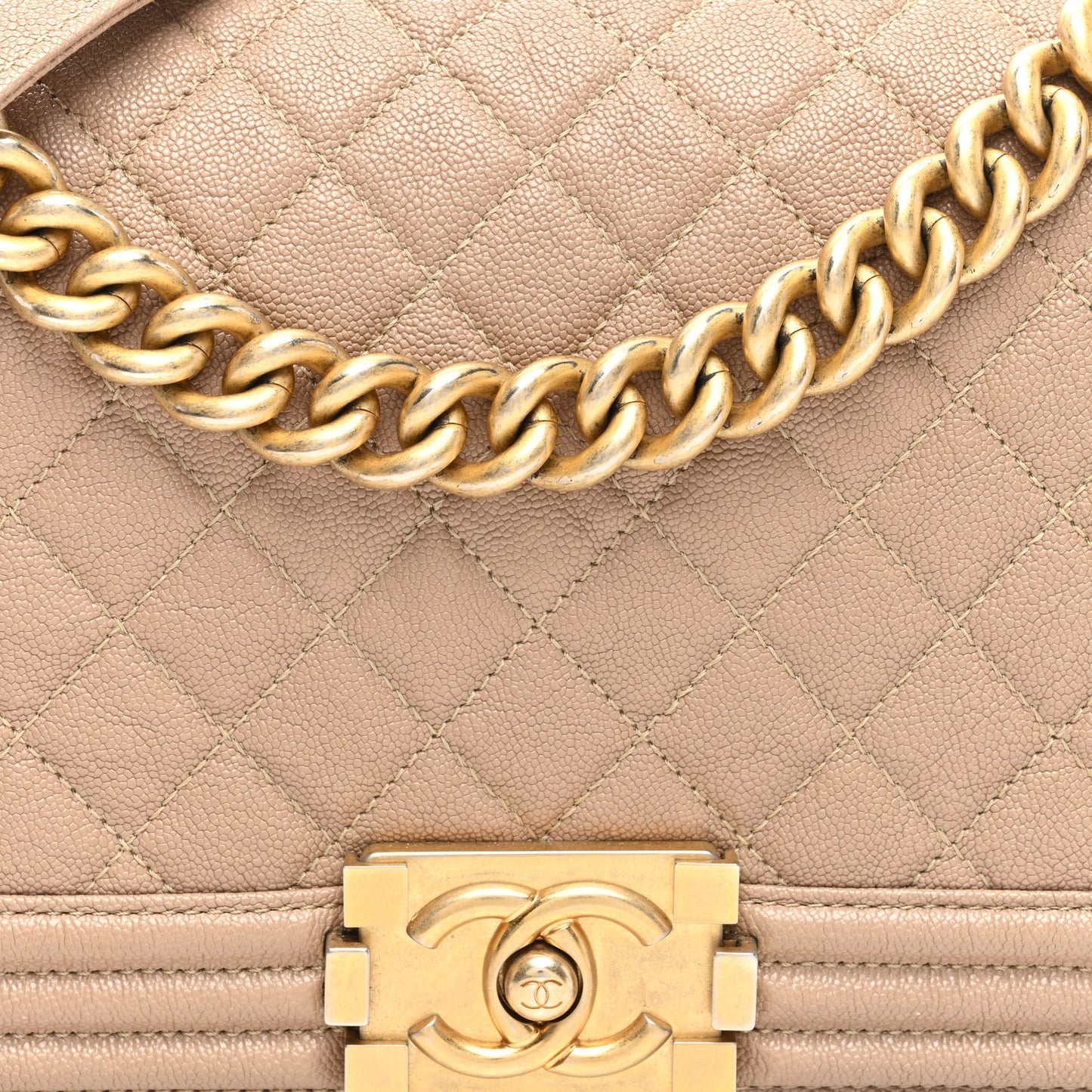 Caviar Quilted Medium Boy Flap Beige