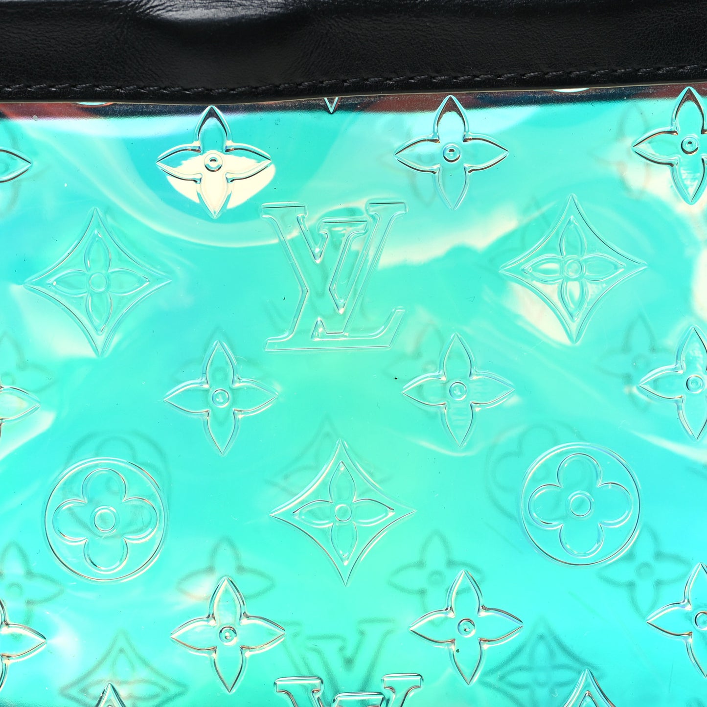 Calfskin PVC Monogram Solar Ray Soft Trunk Iridescent Prism Black